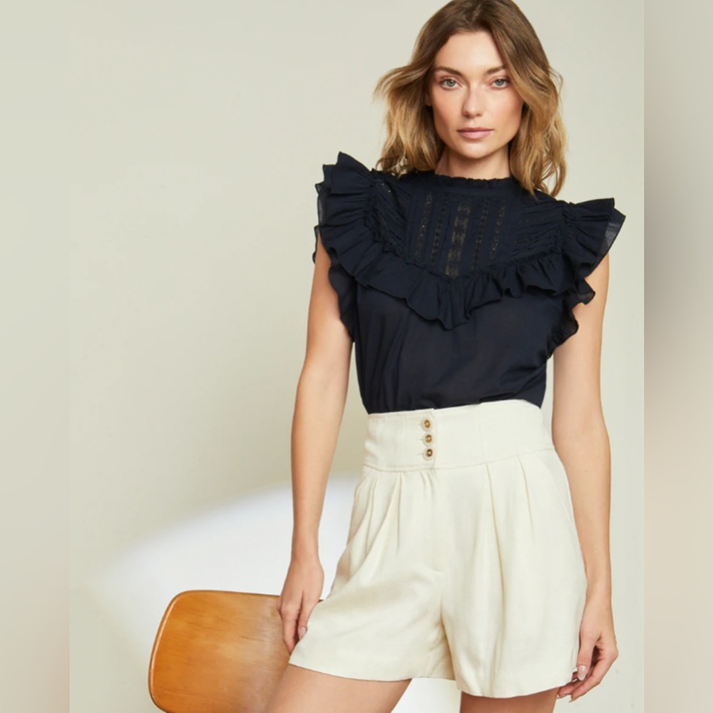 Veronica Beard Alicia High Rise Pleated Shorts In Off White Size 16 New